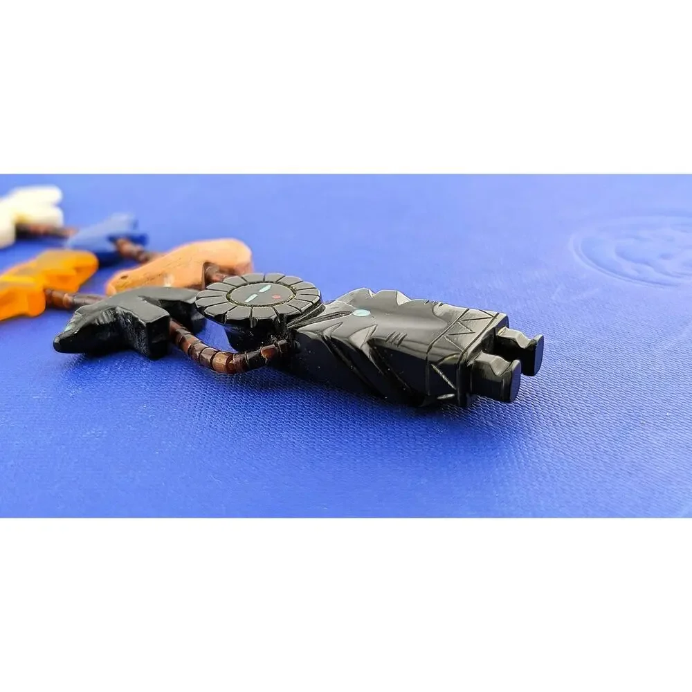 SS Carved Zuni Fetish Necklace 30 in - 39.5g